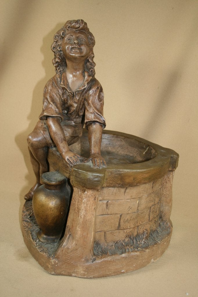 Groot antiek terracotta beeld vide-poche gemerkt, Antiek en Kunst, Ophalen of Verzenden