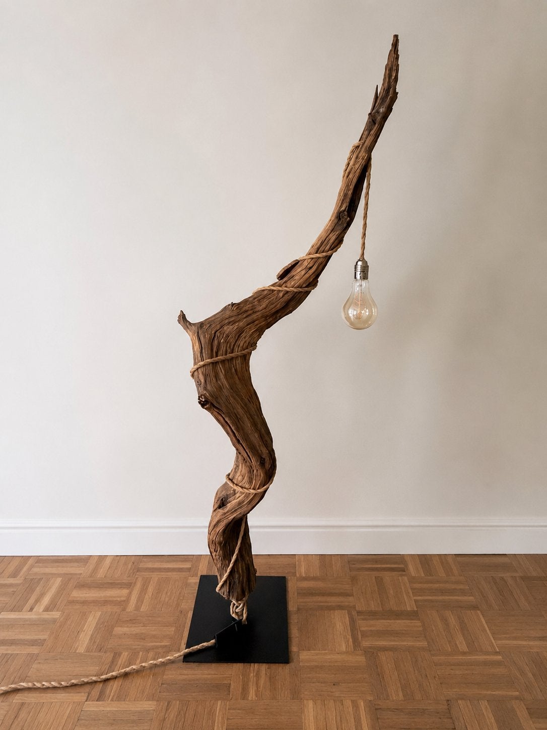 Thomas Wood vloerlamp van driftwood - handgemaakt, Huis en Inrichting, Lampen | Vloerlampen, Ophalen, Zo goed als nieuw, Hout