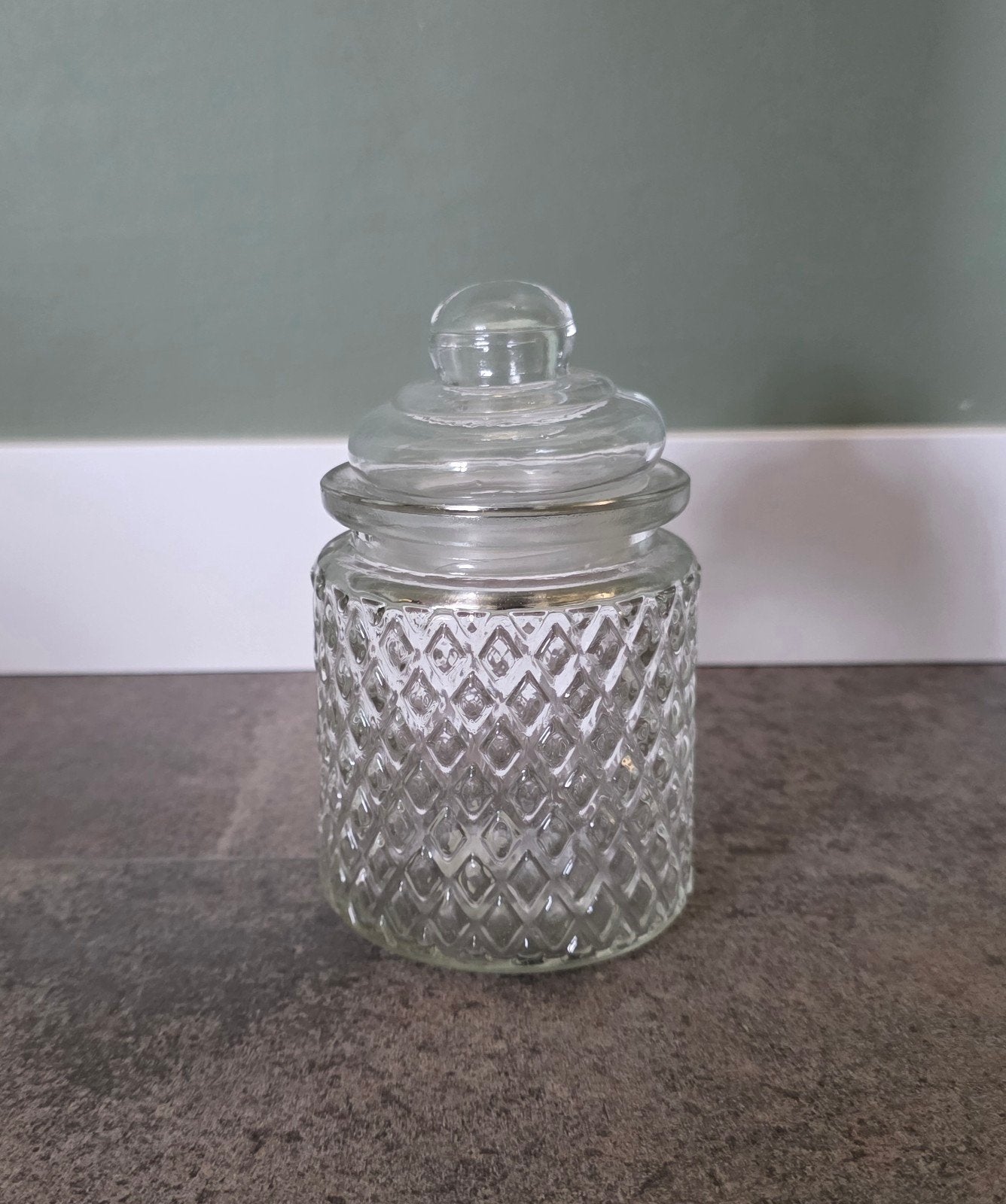 Potje stolp met deksel snoeppot droppot glas, Ophalen of Verzenden, Zo goed als nieuw