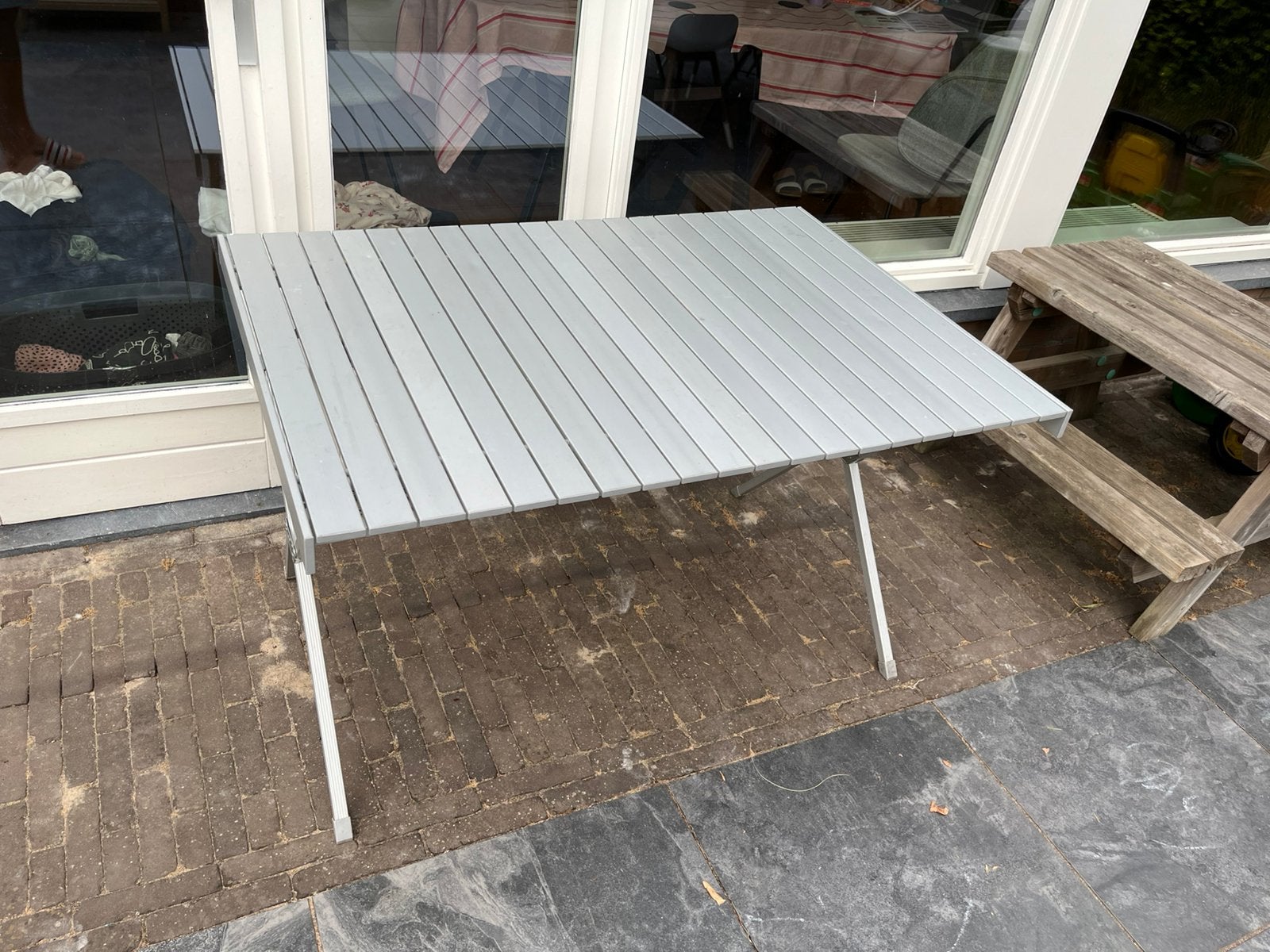 Oprolbare aluminium camping tafel 115x80cm., Ophalen of Verzenden, Zo goed als nieuw, Campingtafel