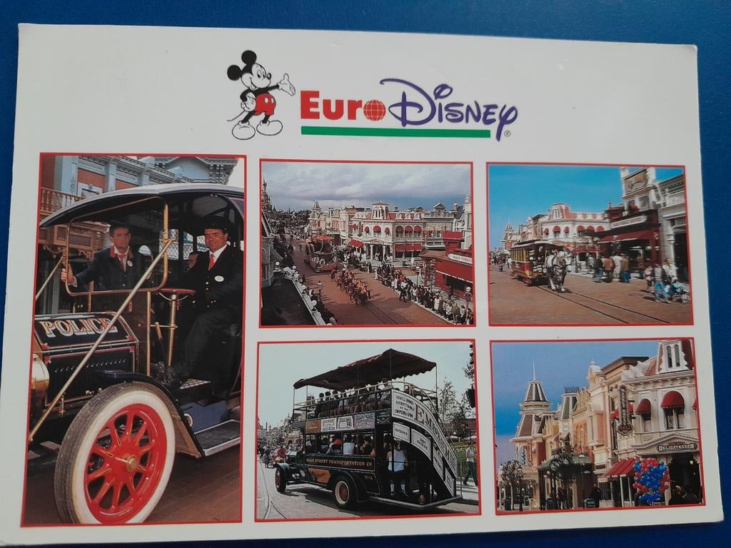 Gelopen vintage ansichtkaart euro disney, Ophalen of Verzenden, 1960 tot 1980, Gelopen, Overige thema's