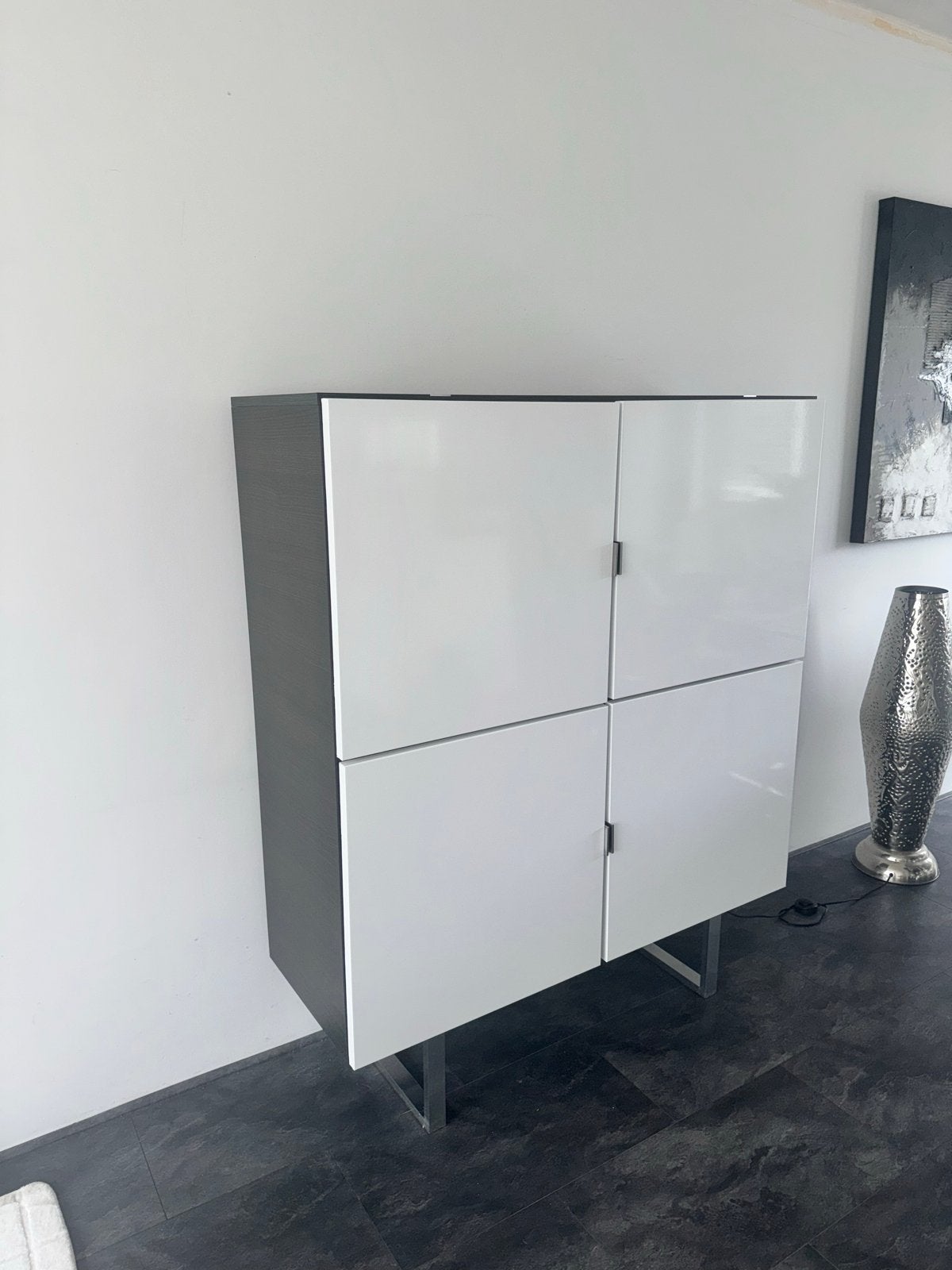 Japandi Stijl Dressoir Kast Wit Taupe zgan!, Overige materialen, 100 tot 150 cm, Ophalen of Verzenden, Zo goed als nieuw