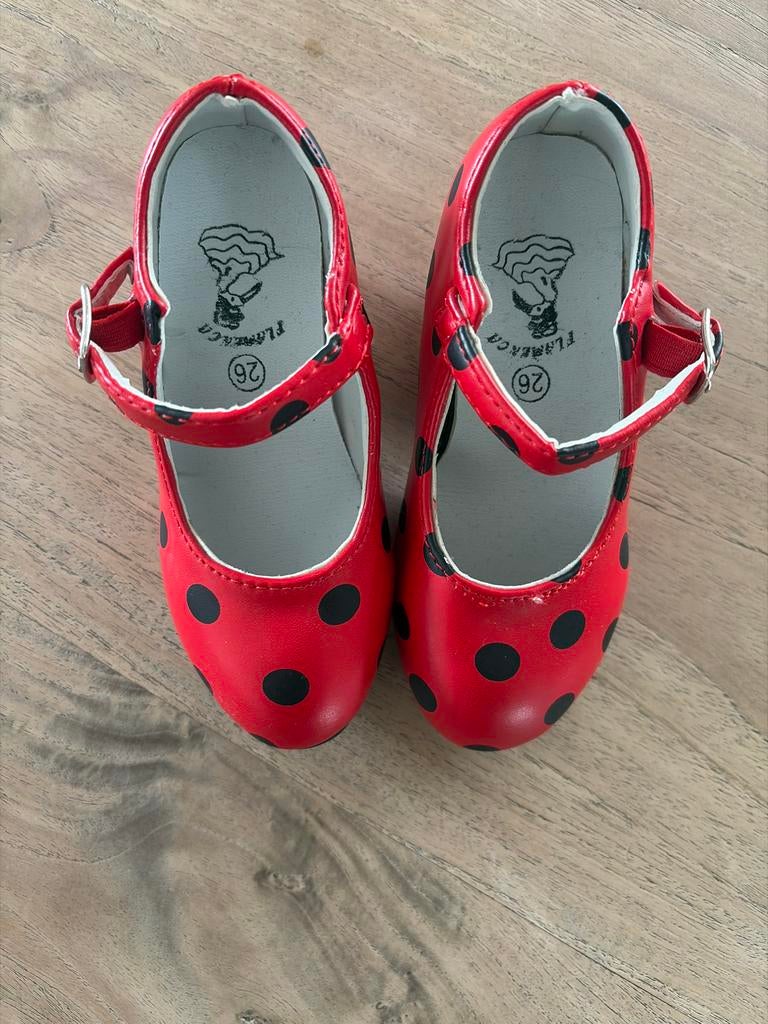 Rode Flamenco Schoenen met Zwarte Stippen - Maat 26, Ophalen of Verzenden, Nieuw, Meisje, Schoenen