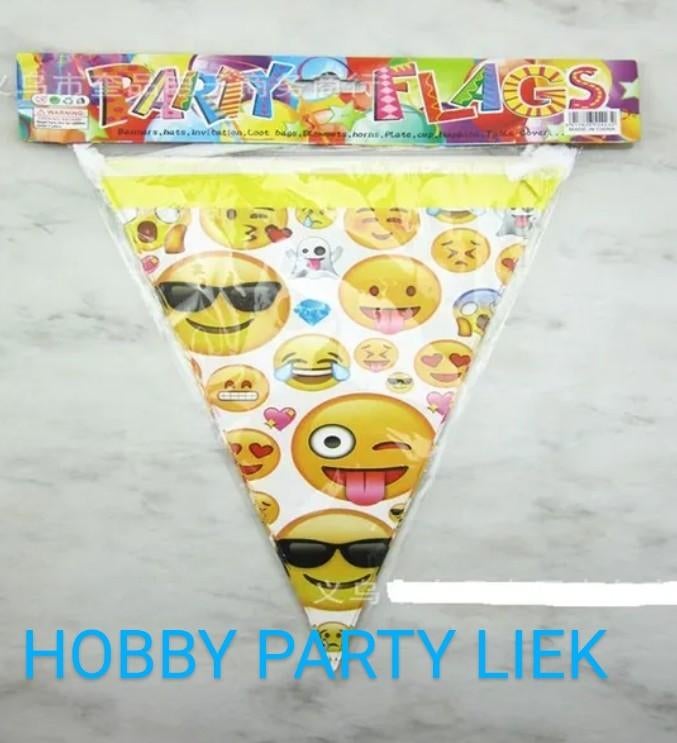 Emoji vlaggenlijn / tafelkleed/ ballonnen set nr S318, Ophalen of Verzenden, Nieuw, Versiering, Verjaardag