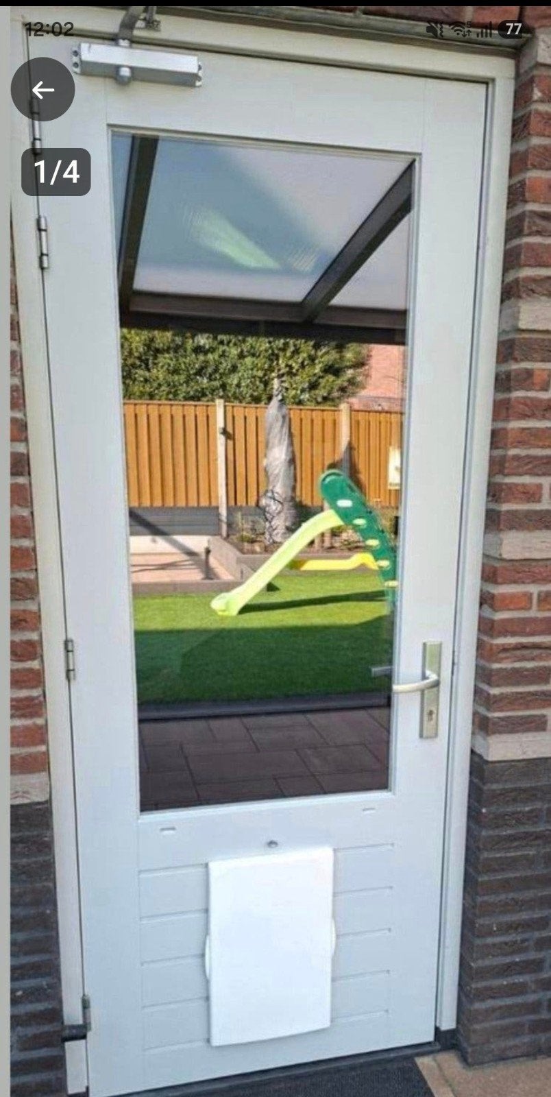 Buitendeur 235 hoog HR++ glas met hondenluik, Ophalen, 80 tot 100 cm, 215 cm of meer, Glas