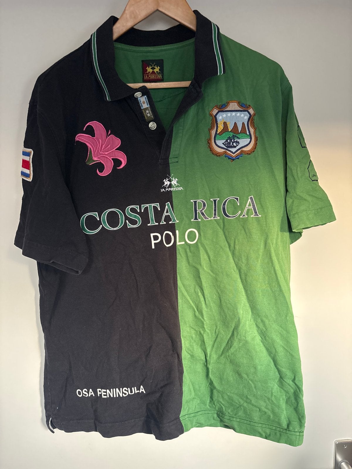 La Martina Costa Rica Polo Shirt - Zwart/Groen, Ophalen of Verzenden, Gedragen, Maat 56/58 (XL), Meerkleurig