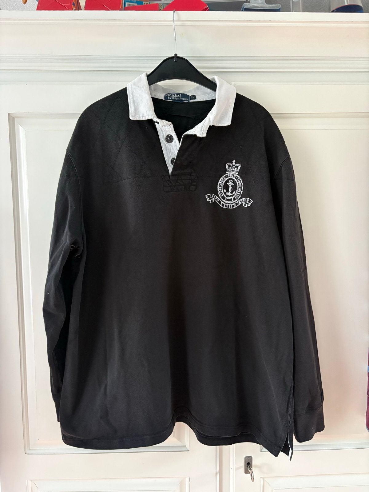 Polo Ralph Lauren Rugby Shirt Zwart XL, Ophalen of Verzenden, Zo goed als nieuw, Maat 56/58 (XL), Zwart