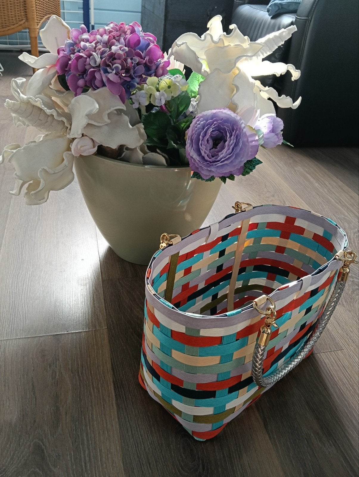 Gevlochten handtas in diverse kleuren, Sieraden, Tassen en Uiterlijk, Ophalen of Verzenden, Nieuw, Overige kleuren, Handtas