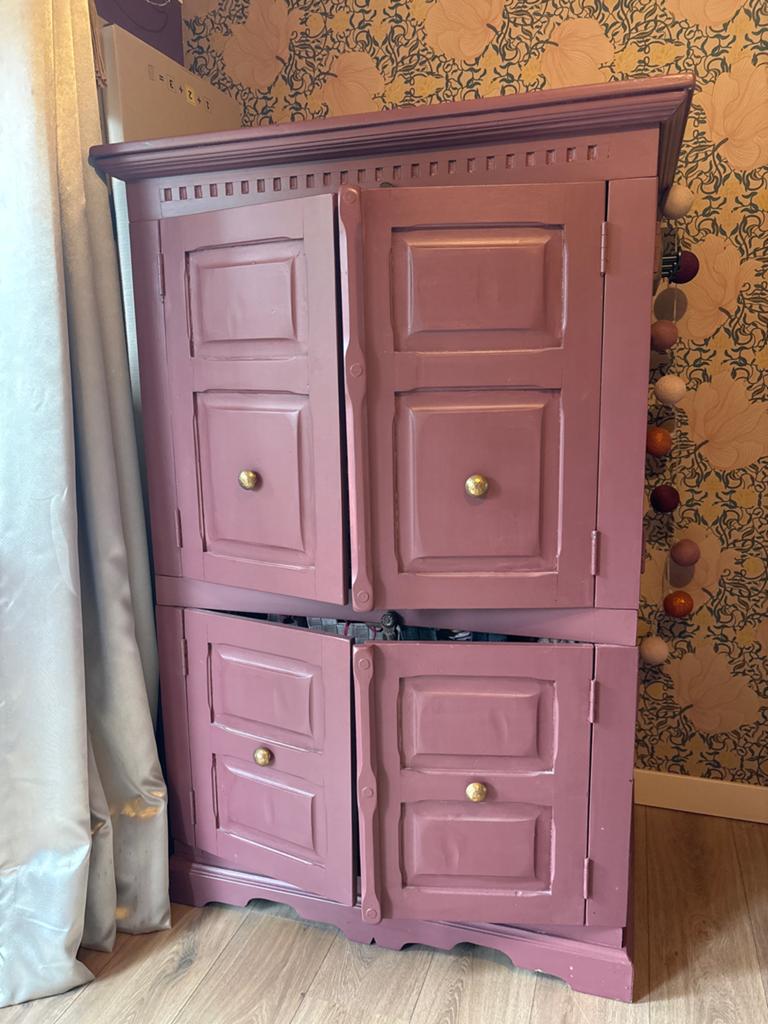 Prachtige unieke vintage kledingkast Merlot Mania lab paint, Ophalen, Met deur(en), Gebruikt, 100 tot 150 cm