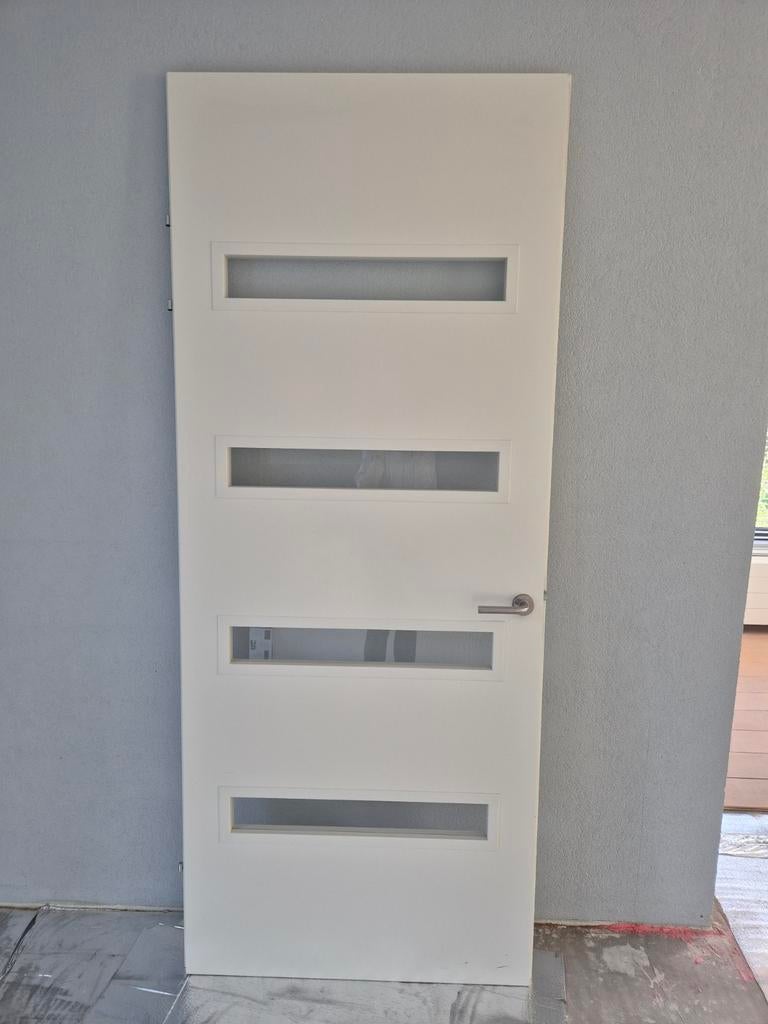 Opdekdeur rechtsdraaiend 231x93 met glas, Ophalen, Gebruikt, 80 tot 100 cm, 215 cm of meer