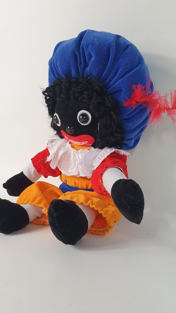 Zwarte Piet knuffel pop, met ijzerdraad. 33 cm. 8B12, Tweedehands verkoop, Tweedehands verkoop, Gebruikt, Overige typen