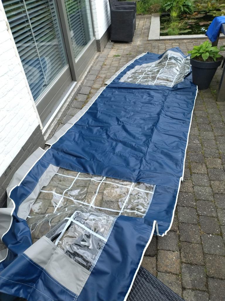 Windscherm 5m blauw/grijs, Caravans en Kamperen, Windschermen, Ophalen