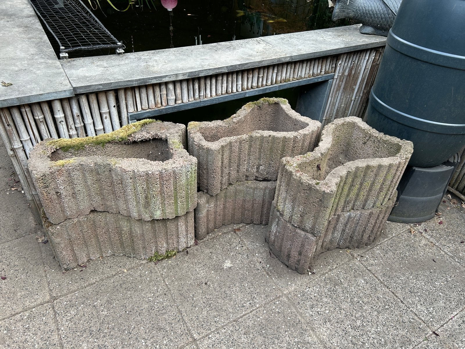 Betonnen bloembakken - set van 10, Ophalen, Gebruikt, Minder dan 30 cm, Balkon
