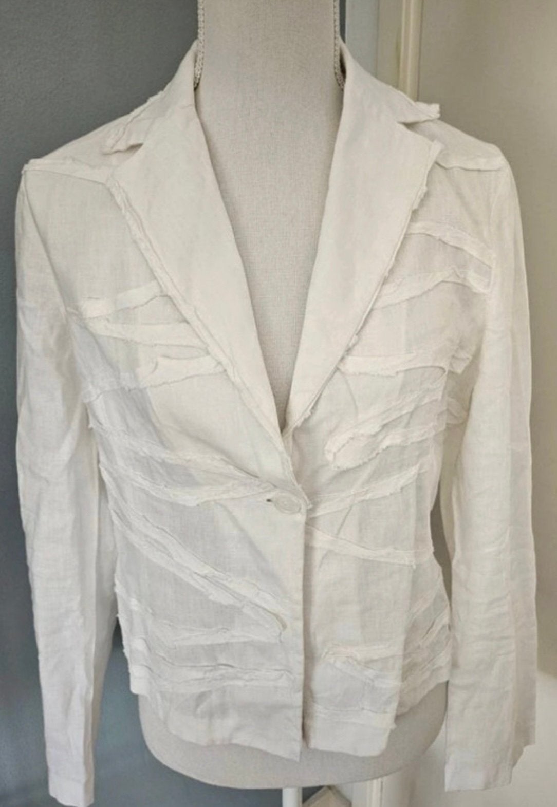 Stijlvol wit linnen blazer, merk A-rticles, maat 40, Ophalen of Verzenden, Zo goed als nieuw, Maat 38/40 (M), Wit