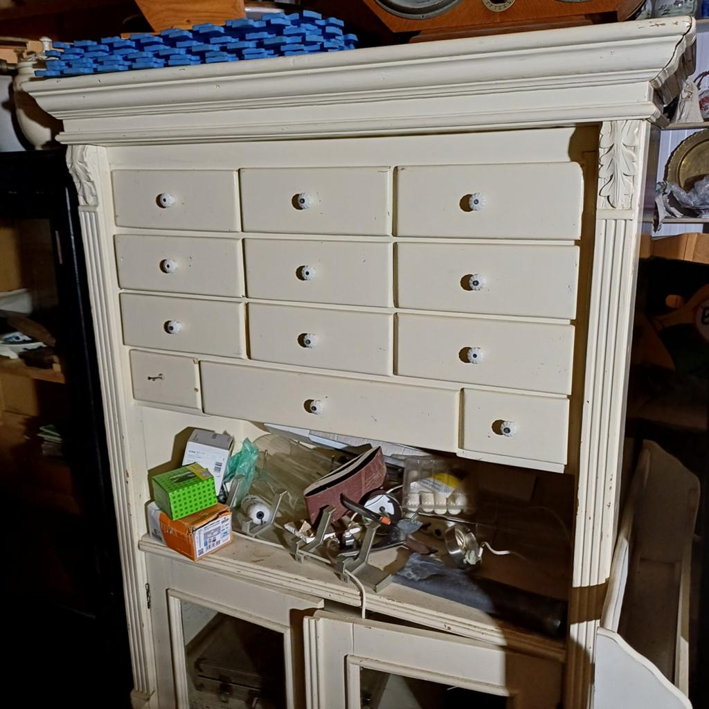 Witte brocante kast brocant vakjes keukenkast, Ophalen