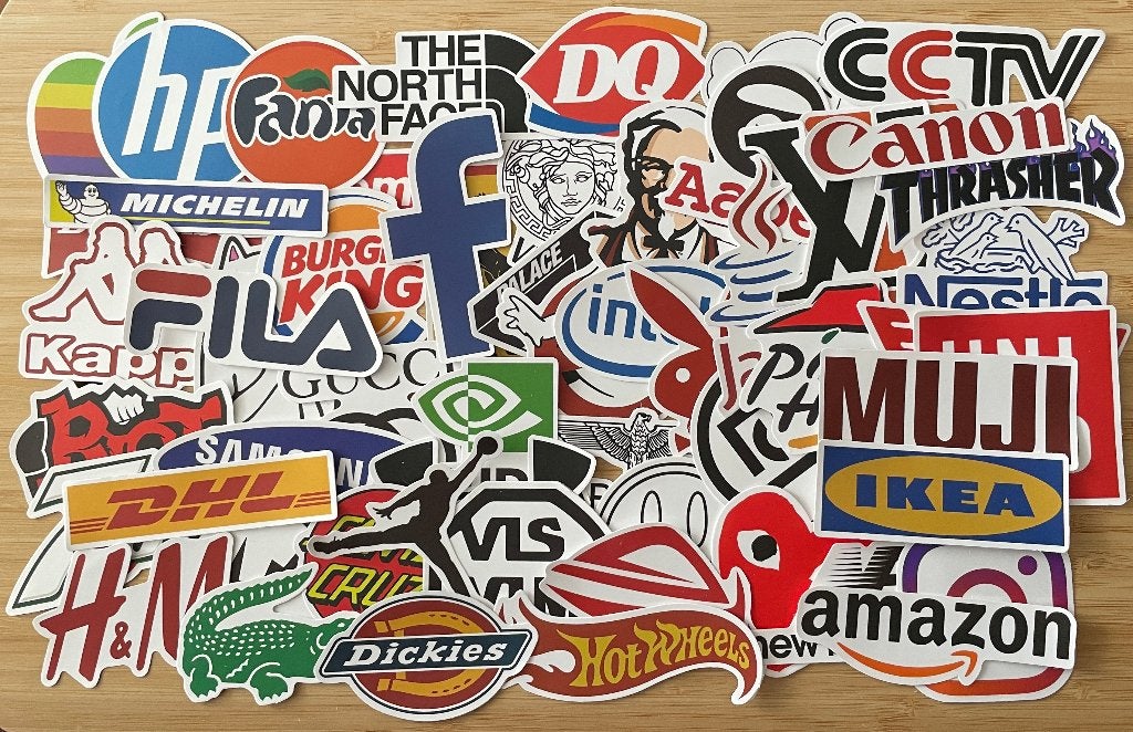 Bekende merken, populaire bedrijven stickers, Verzenden, Nieuw, Meerdere stickers