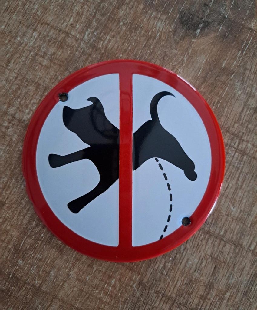 Emaille 'Verboden voor honden' bord - Vintage stijl, Ophalen of Verzenden