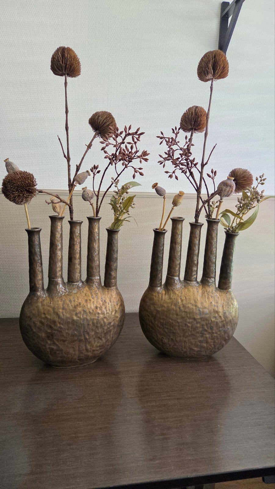 Trompet vazen brons, Ophalen, Overige kleuren, 48 cm, Steen/keramiek