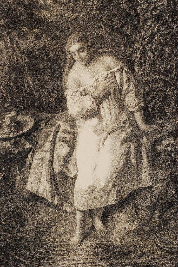 Vrouw bij een beek - Hendrik Adriaan Christiaan Dekker