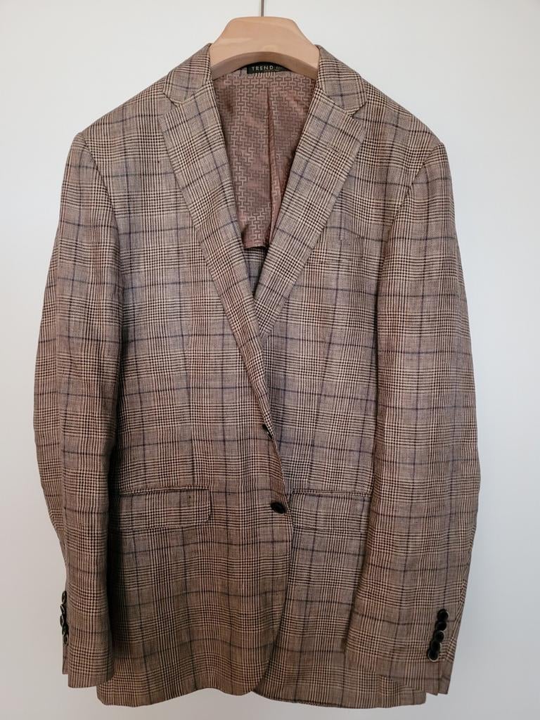 Linnen kolbert "Corneliani" mt48, Kleding | Heren, Ophalen of Verzenden, Zo goed als nieuw, Maat 48/50 (M), Blauw