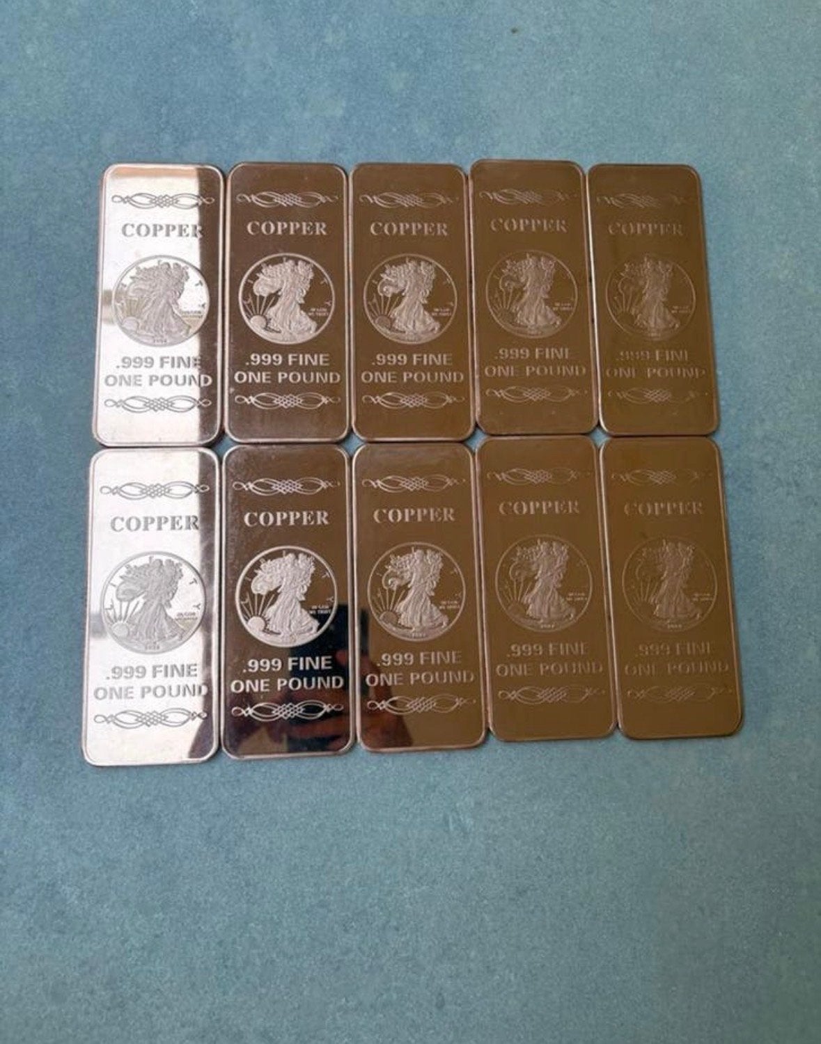 10x Koper Baar .999 Fijn - American Eagle Design, Ophalen of Verzenden, Koper