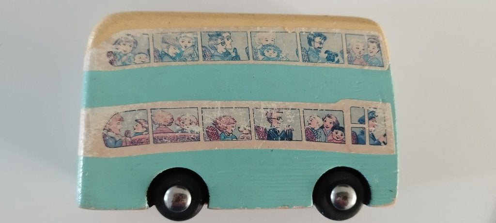 houten vintage dubbeldekker bus , merk Brightwood Toys, Verzamelen, Ophalen of Verzenden, Gebruikt