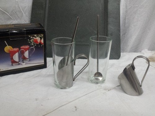 Glazen set de luxe bestaande uit twee glazen met houders en, Ophalen of Verzenden, 'T Olde Gre-j, Info@toldegrej.nl, Endepoelstraat 20f Didam