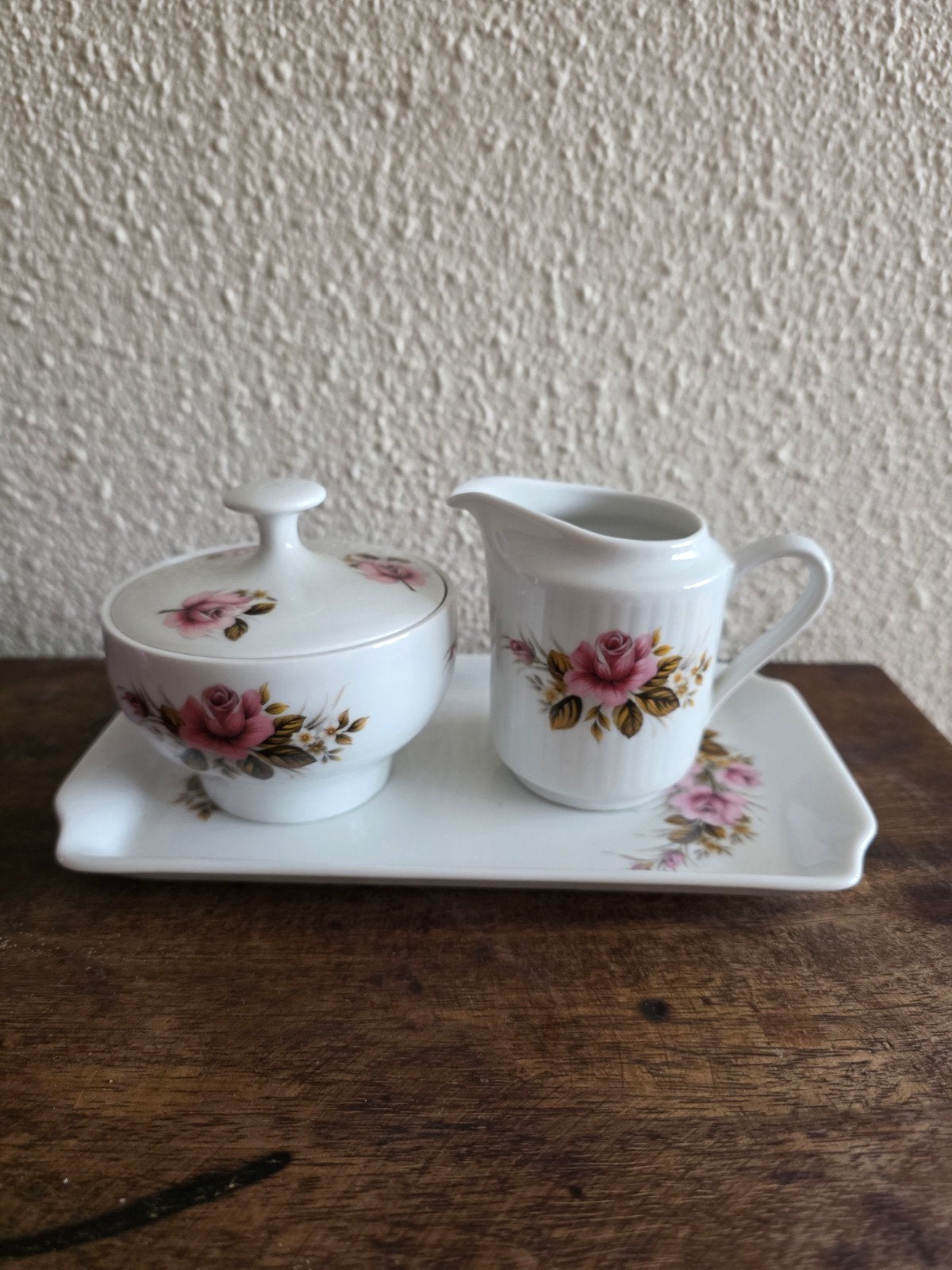 Vintage Royal Schwabap Suiker- en Melkset met Rozen, Ophalen of Verzenden