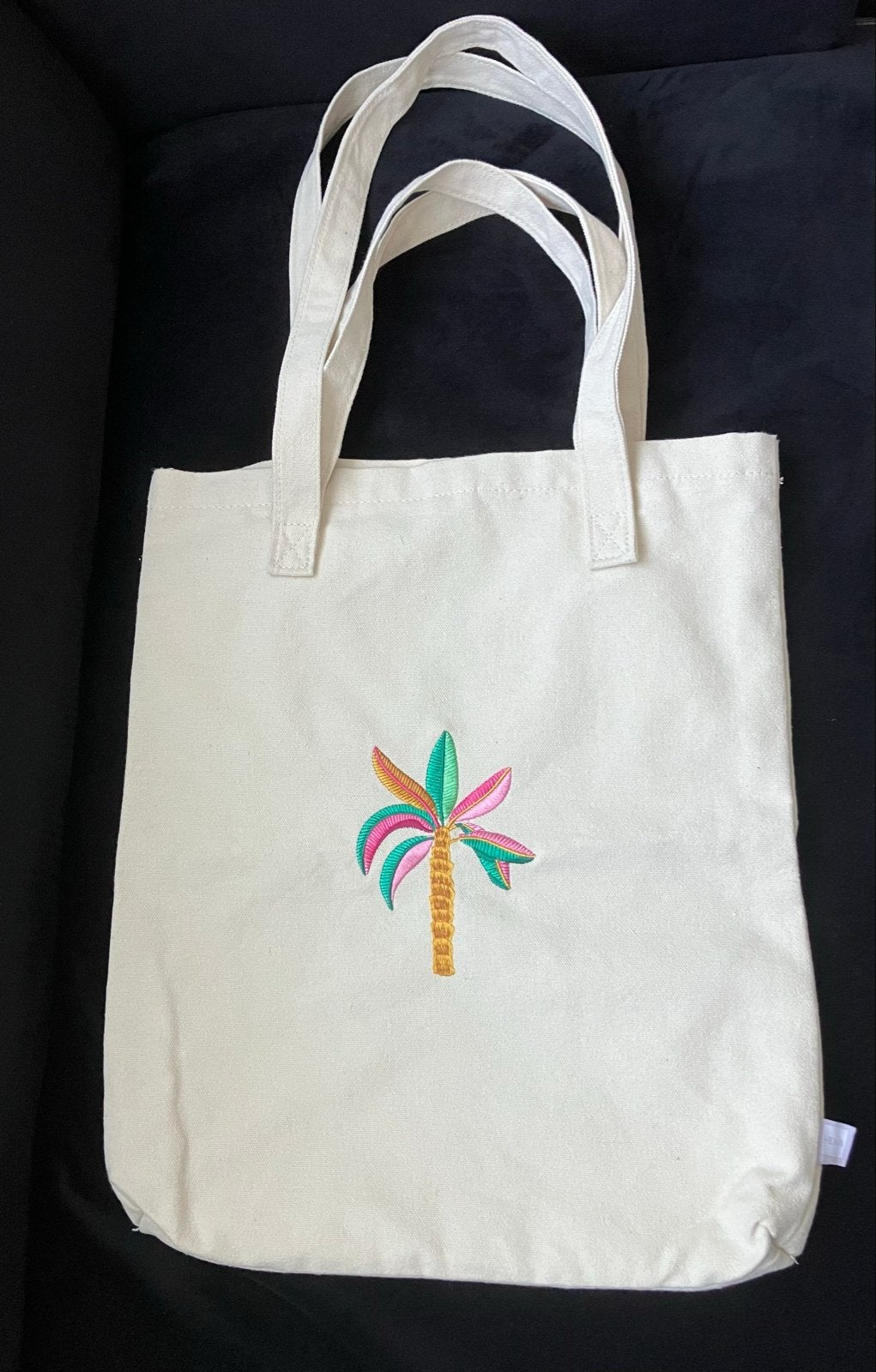 Hema shopper met palmboom borduursel, Ophalen of Verzenden, Zo goed als nieuw, Beige, Shopper