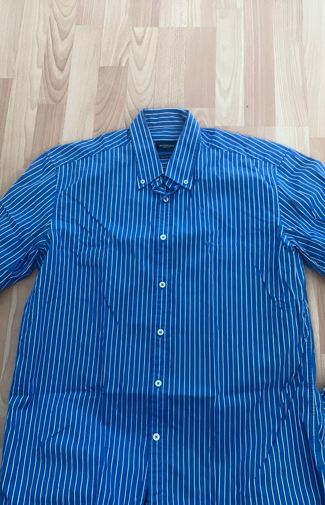 MC GREGOR OVERHEMD, zgan, mt L, Kleding | Heren, Ophalen of Verzenden, Zo goed als nieuw, Blauw, Halswijdte 41/42 (L)
