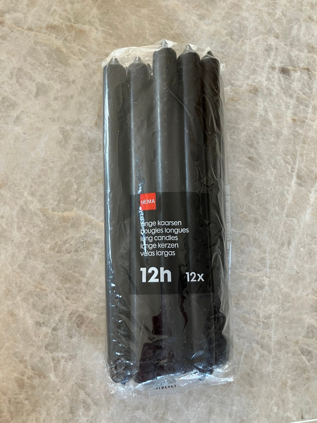 Hema lange kaarsen zwart 12 stuks NIEUW, Zwart, Nieuw, Ophalen of Verzenden, 28 cm