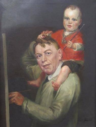 ==Carl Faust 1874-1935===zelfportret met zoon===, Antiek en Kunst, Ophalen