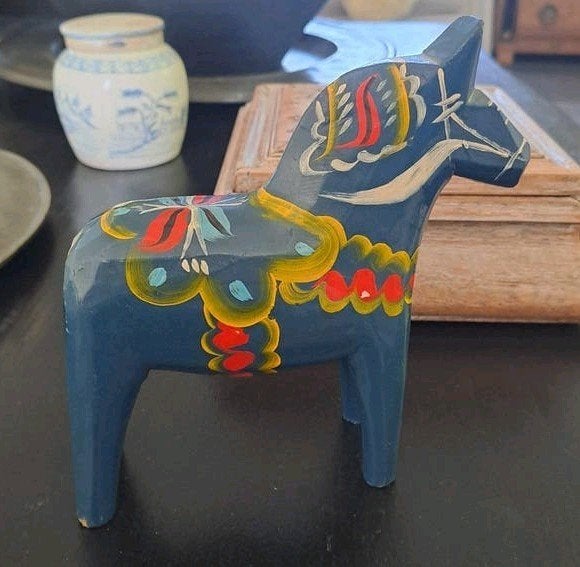 Blauw Dala paard, Ophalen of Verzenden