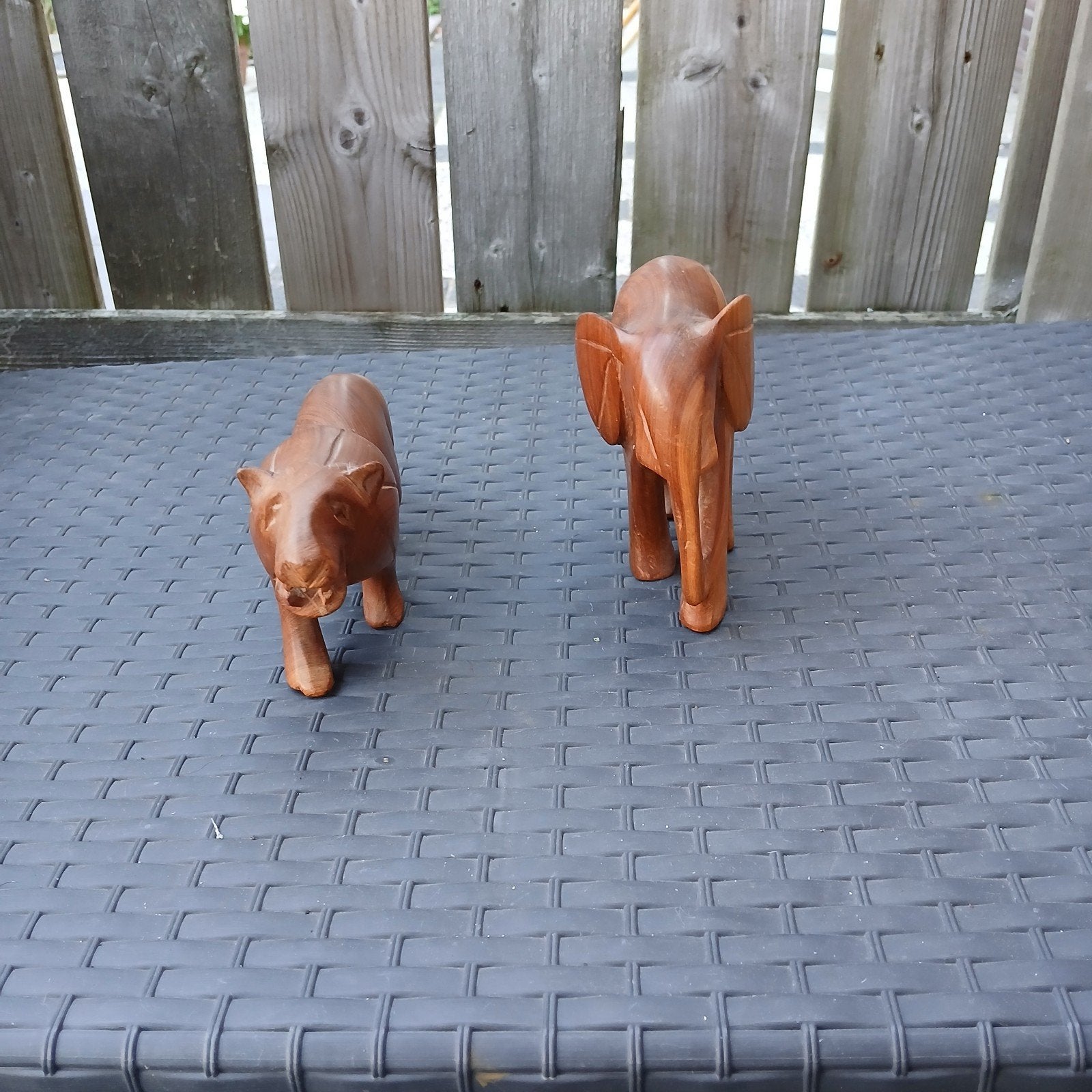 Houten beelden van olifant en tijger, Ophalen of Verzenden