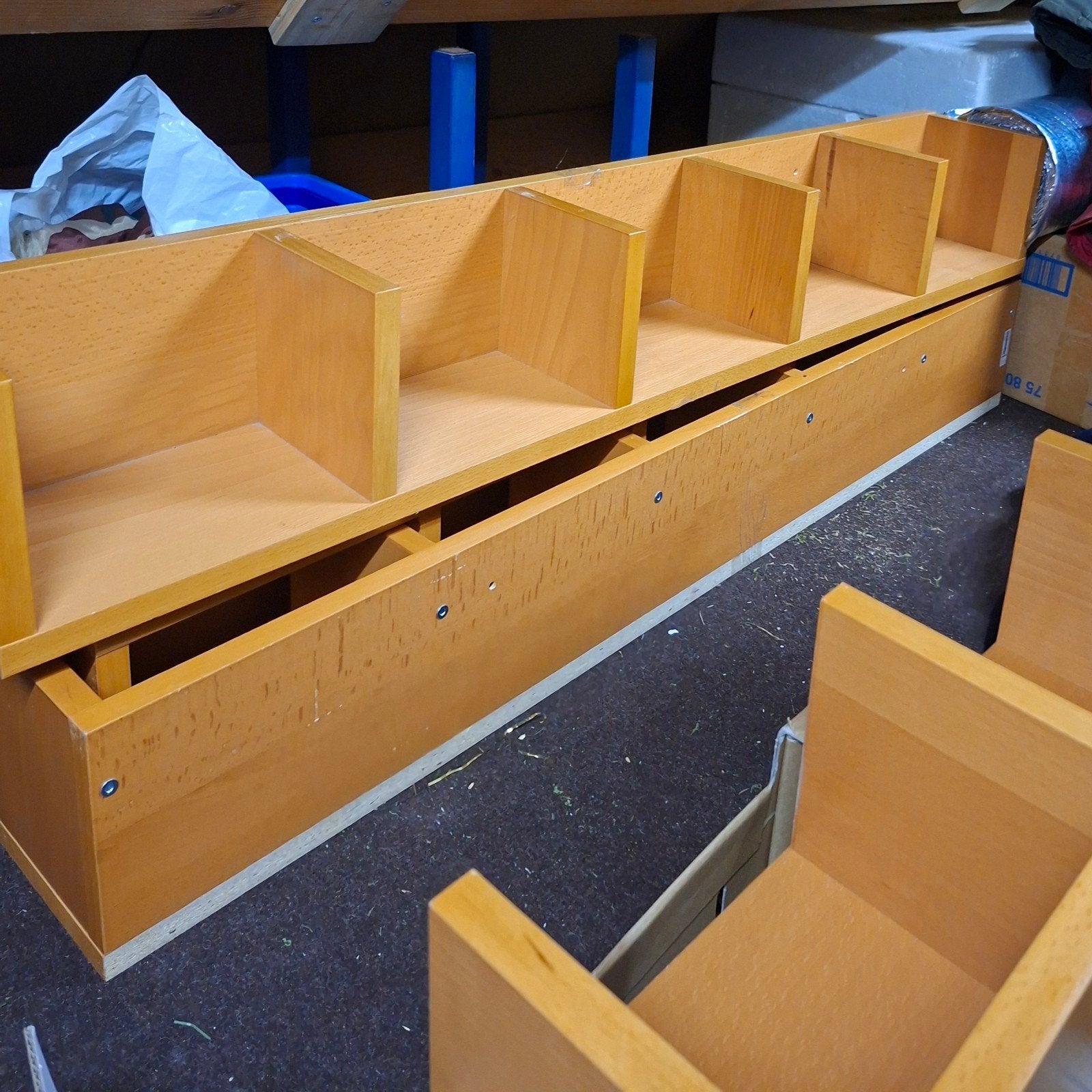 4 Houten opbergvakken / boekenplank, Huis en Inrichting, Ophalen, Met plank(en), Gebruikt, 100 tot 150 cm
