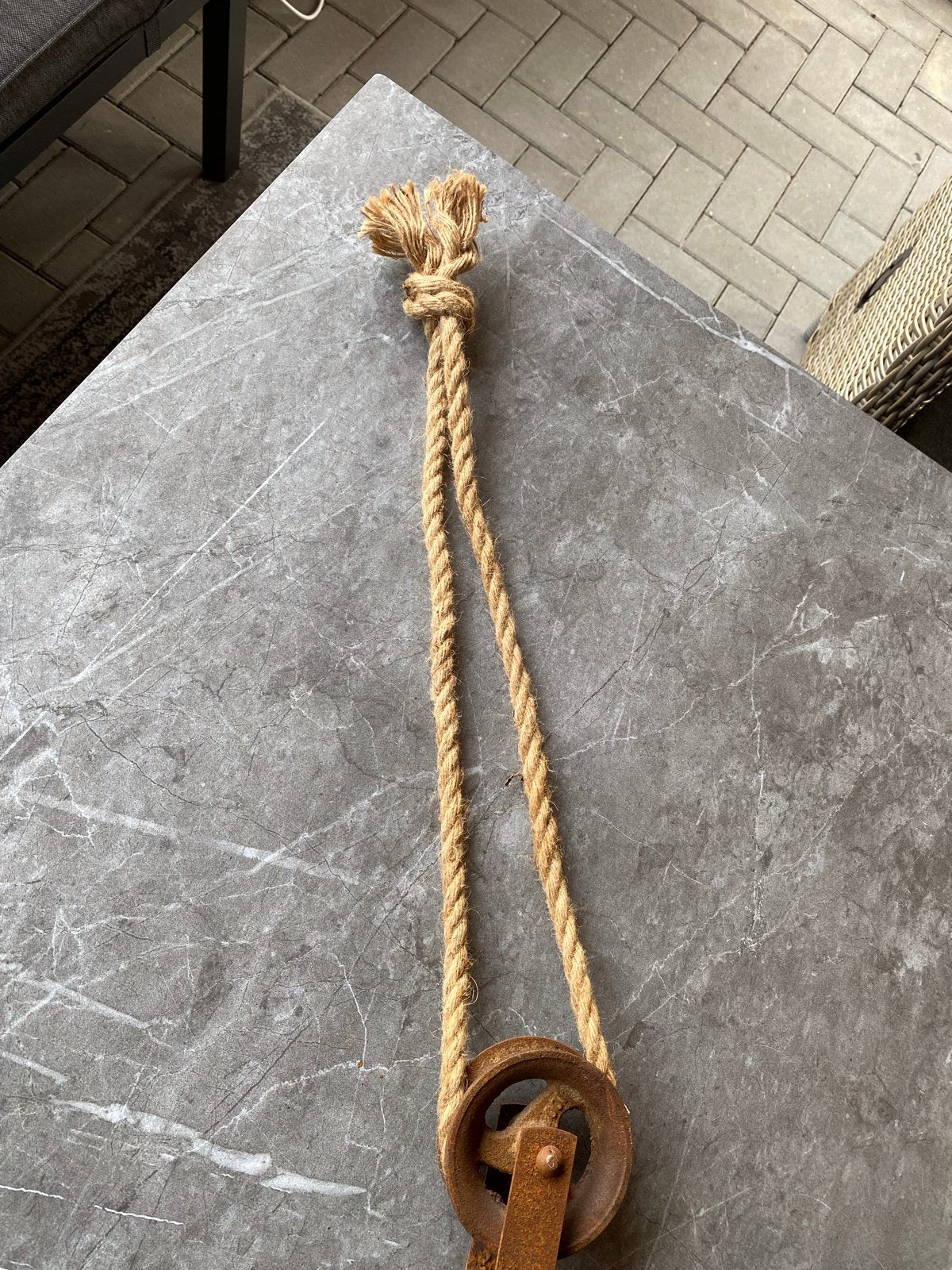 Decoratieve katrol met touw - 75 cm, Huis en Inrichting, Woonaccessoires | Overige, Ophalen of Verzenden