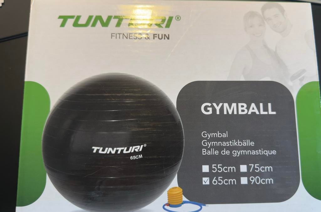 Tunturi gymball 65cm  - zwart niet in doos, Ophalen of Verzenden, Nieuw, Fitnessbal