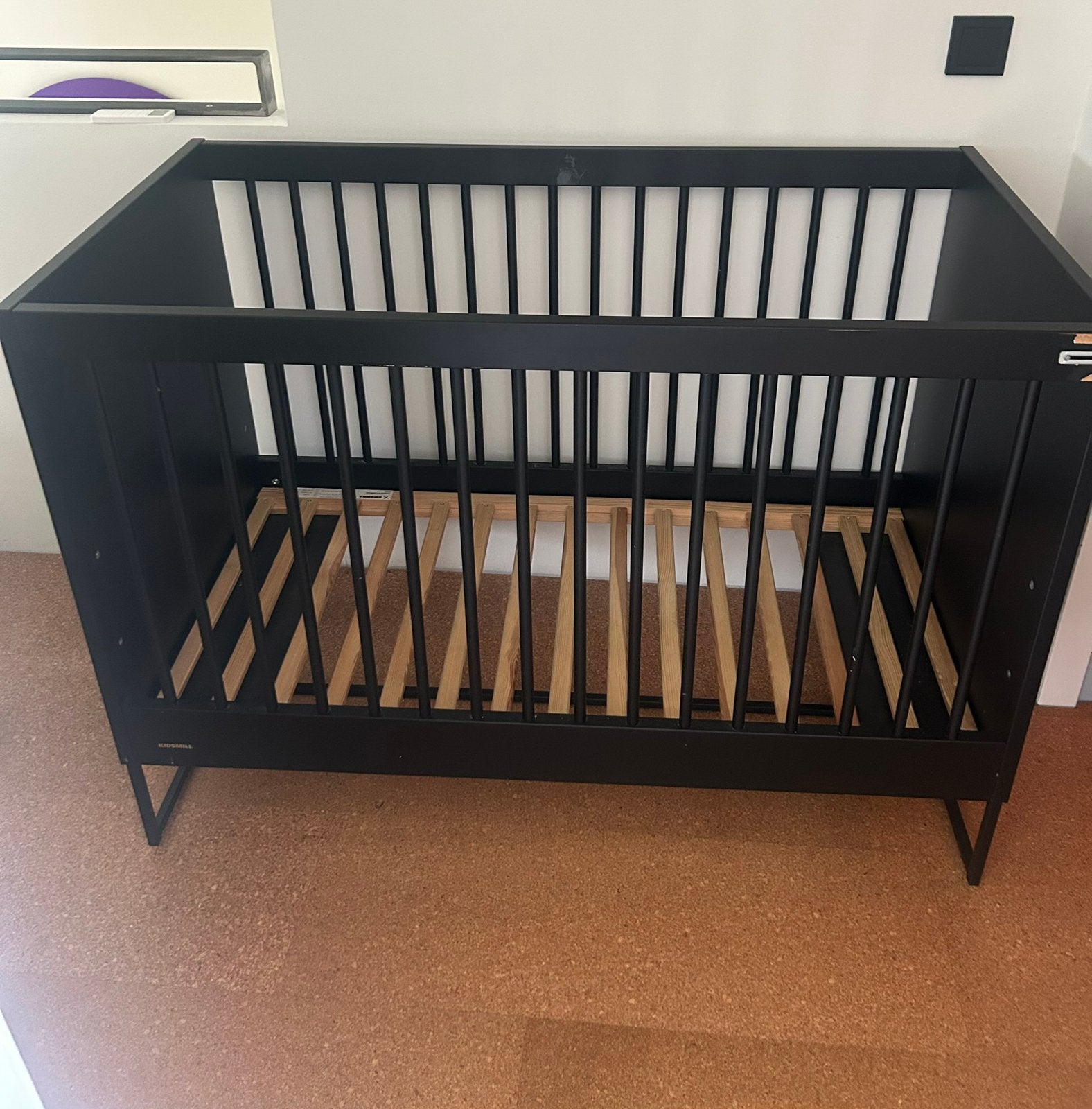 Kidsmill modular ledikant mat zwart, Ophalen of Verzenden, Gebruikt, Ledikant