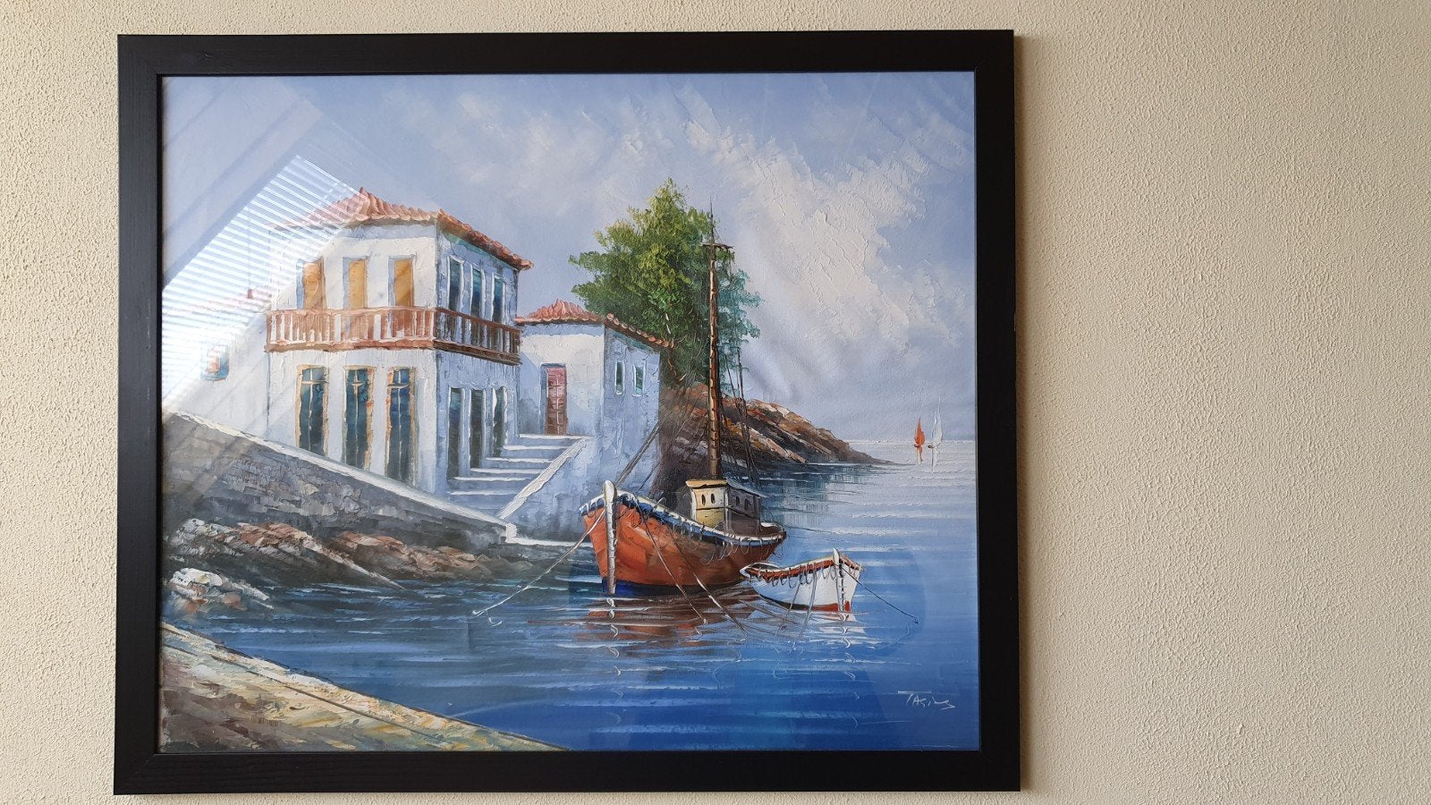 2 schilderijen met boten, Ophalen, Minder dan 50 cm, Schilderij