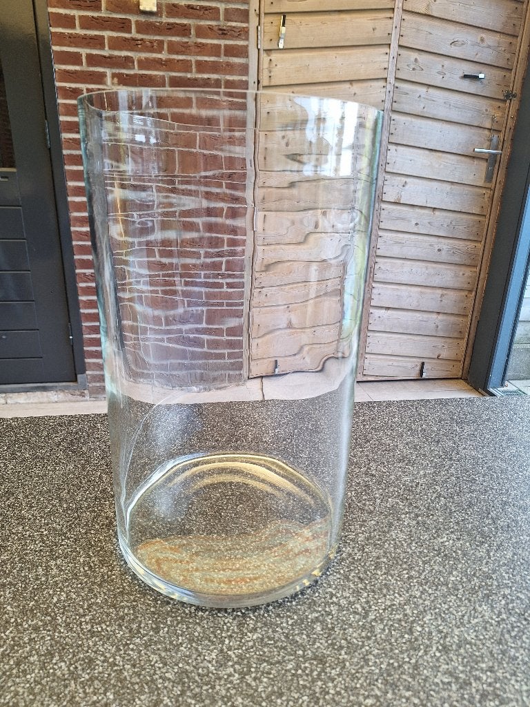 Stevige glazen vaas, Ophalen, Zo goed als nieuw, Glas, 37 cm