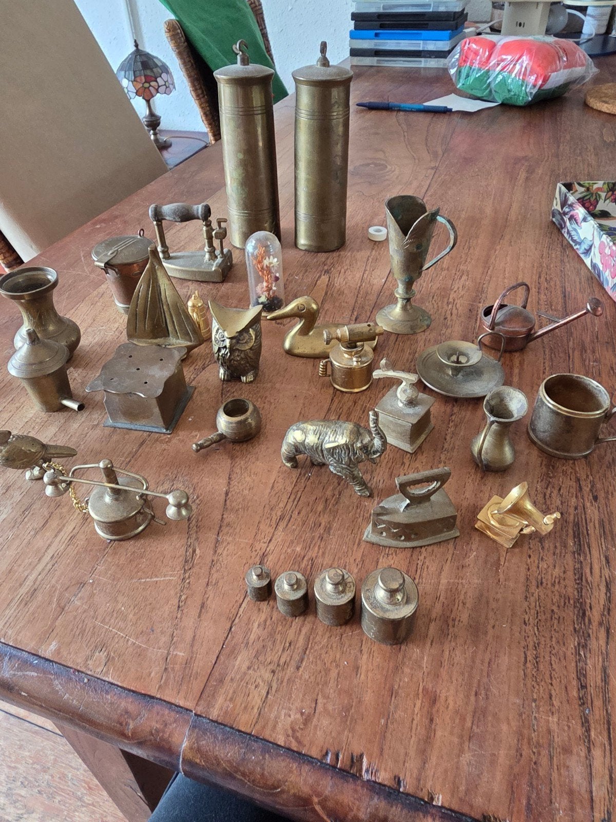 Partij koperen miniaturen en decoratie - 4.2kg, Antiek en Kunst, Antiek | Koper en Brons, Ophalen of Verzenden