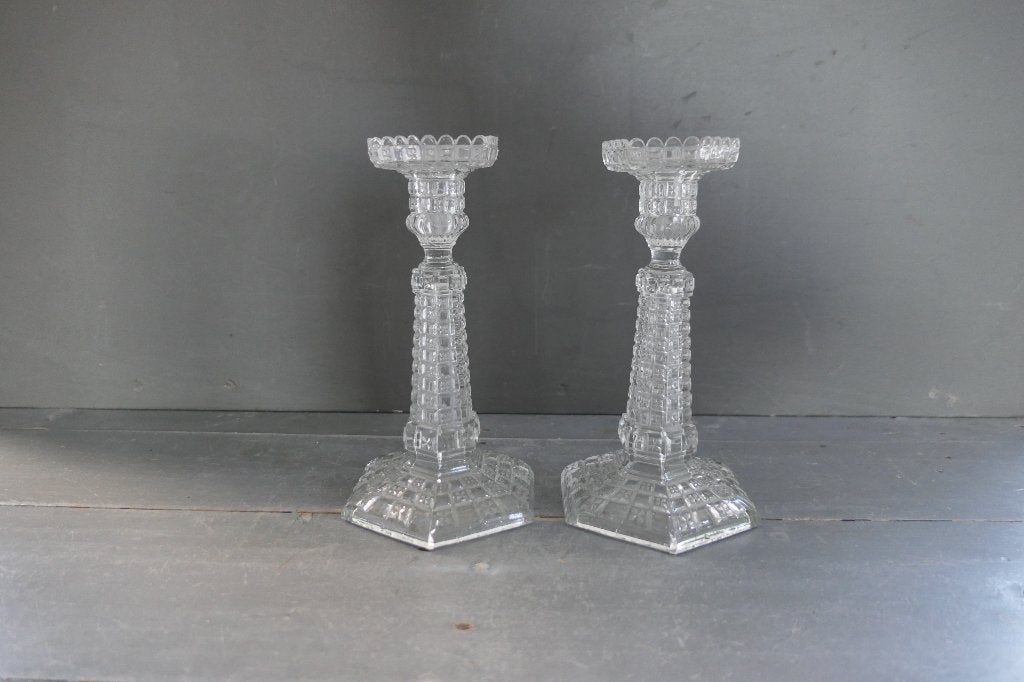 Antieke Val Saint Lambert kandelaars No 24 catalogus 1879, Antiek en Kunst, Verzenden, Glas