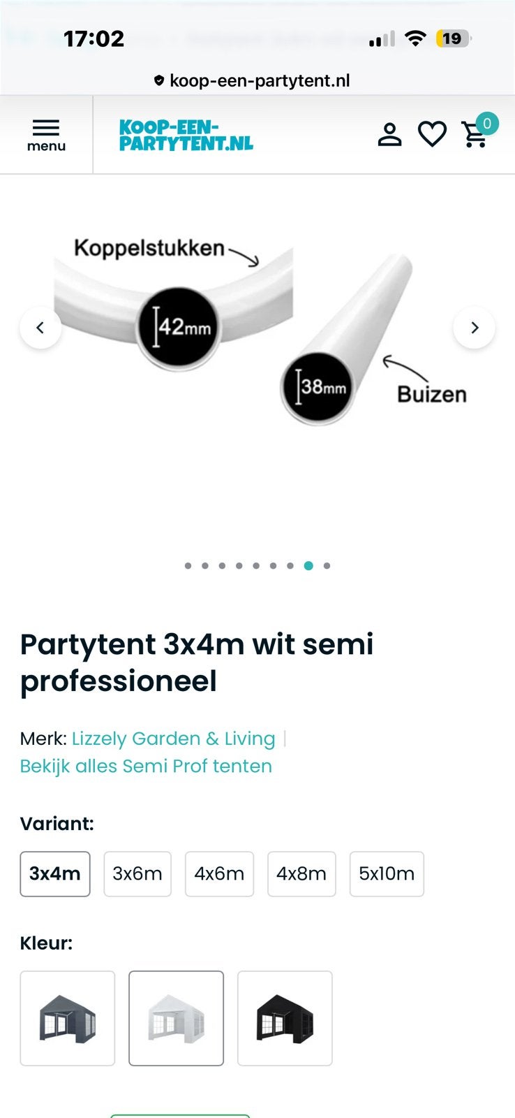 Professionele partytent 3x4, Ophalen, Zo goed als nieuw