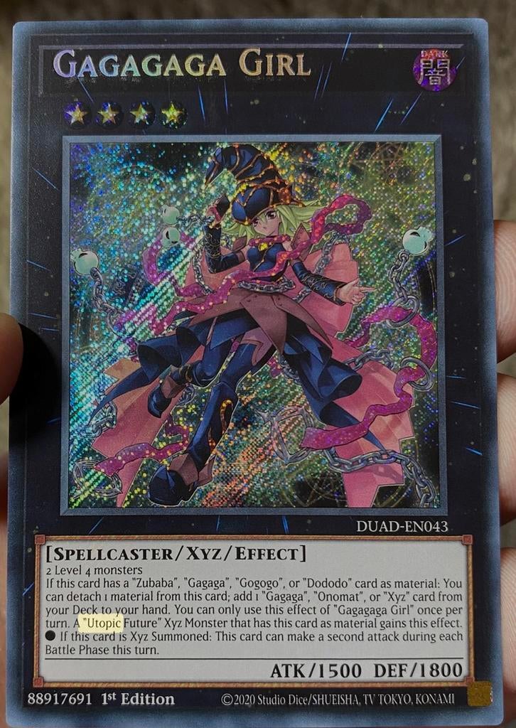 Yu-Gi-Oh! Gagagaga Girl DUAD 1st Edition !, Ophalen of Verzenden, Zo goed als nieuw, Losse kaart, Foil