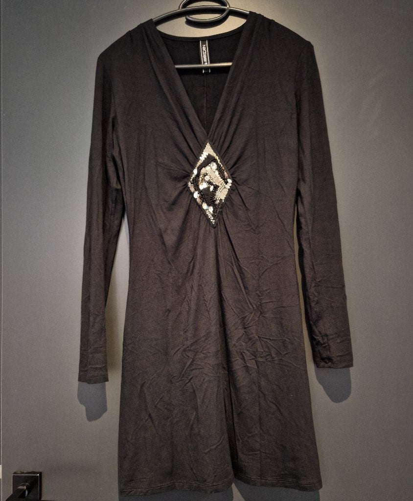 Zwarte jurk van MarcCain / Marc Cain ZGAN Maat S/M, Marccain, Ophalen of Verzenden, Zo goed als nieuw, Zwart