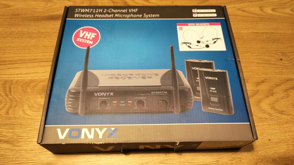 Vonyx STWM712H 2-Kanaals VHF Draadloos Headset Microfoonsyst, Ophalen of Verzenden, Nieuw, Zangmicrofoon, Draadloos