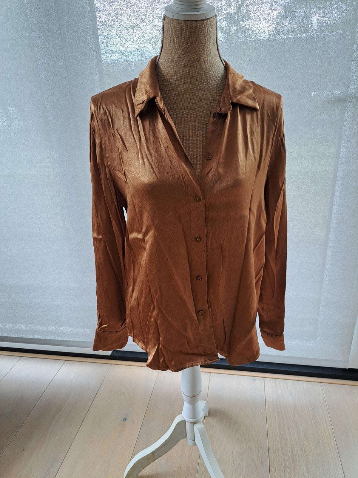 Amaya Amsterdam Blouse - Goudkleurig - Maat L, Kleding | Dames, Maat 42/44 (L), Ophalen of Verzenden, Zo goed als nieuw, Amaya Amsterdam