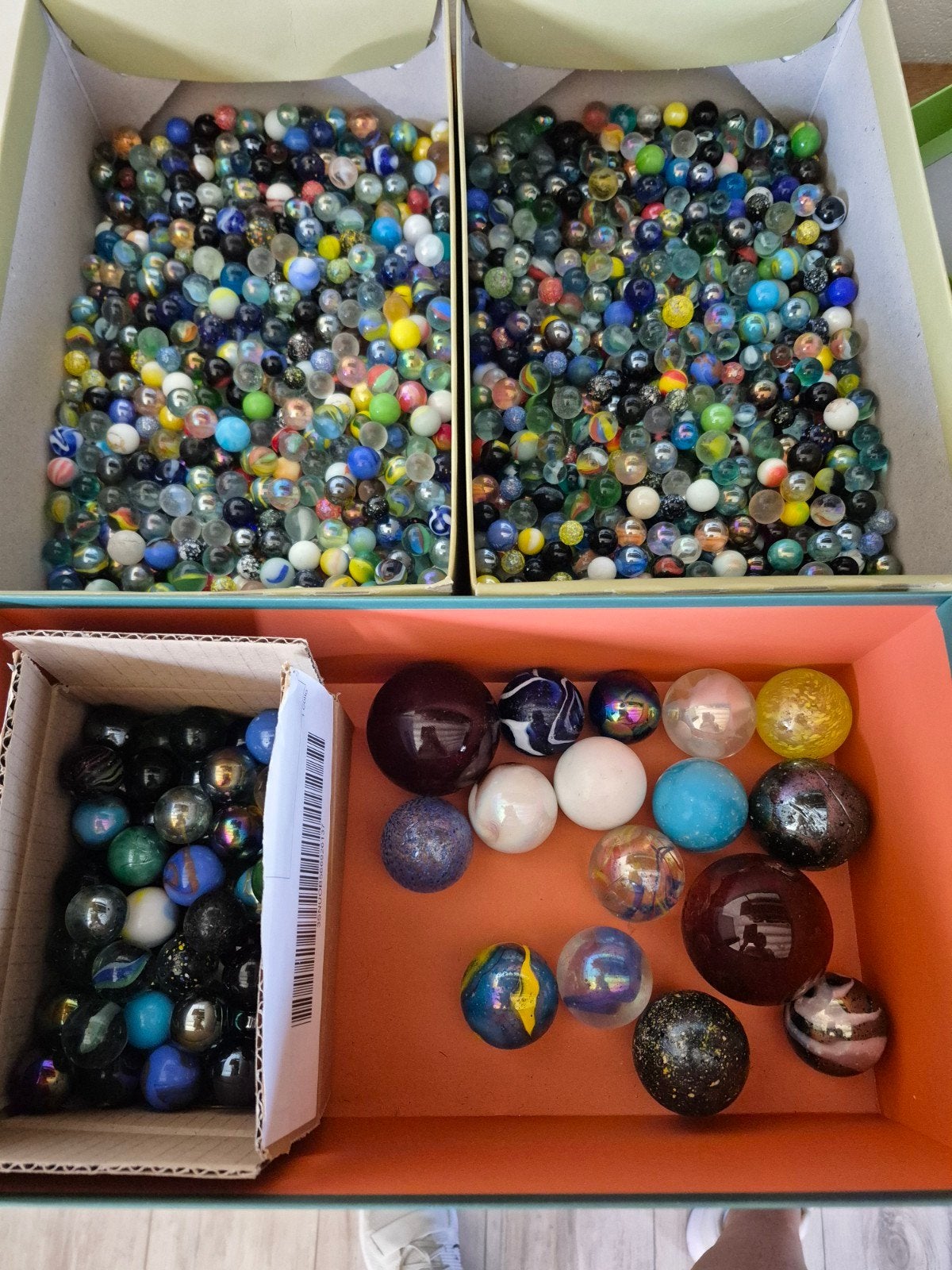 Grote collectie knikkers in schoenendozen, Ophalen of Verzenden, Gebruikt, Jongen of Meisje
