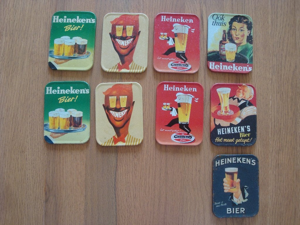 9 Heineken vintage onderzetters, Ophalen of Verzenden, Gebruikt, Overige typen, Heineken
