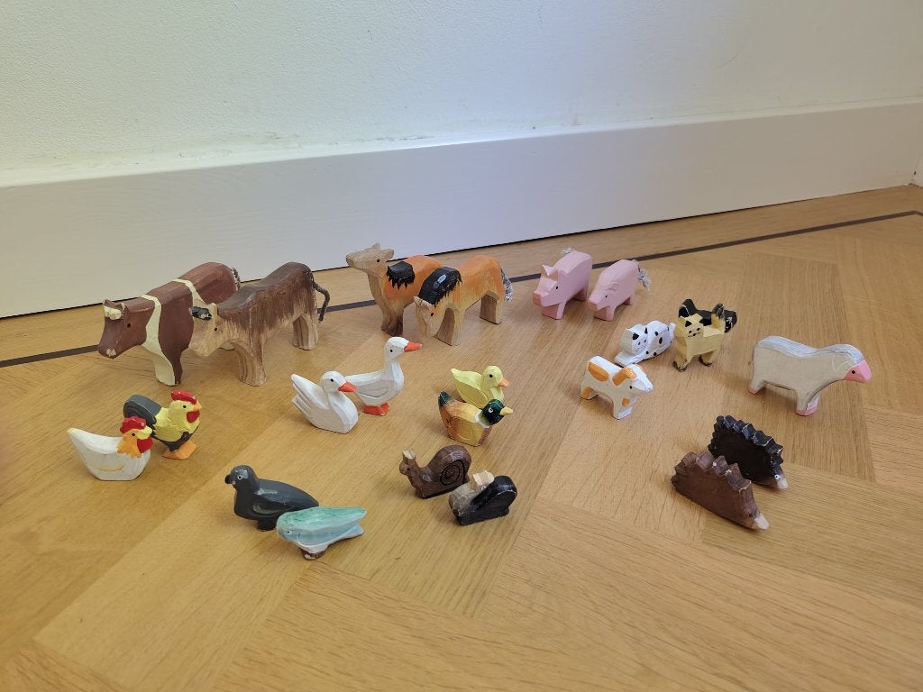 set van 23 houten boerderij dieren, Ophalen of Verzenden, Gebruikt, Overige typen
